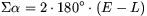\\Sigma\\alpha=2\\cdot180^{\\circ}\\cdot(E-L)