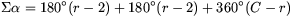 \\Sigma\\alpha=180^{\\circ}(r-2)+180^{\\circ}(r-2)+360^{\\circ}(C-r)